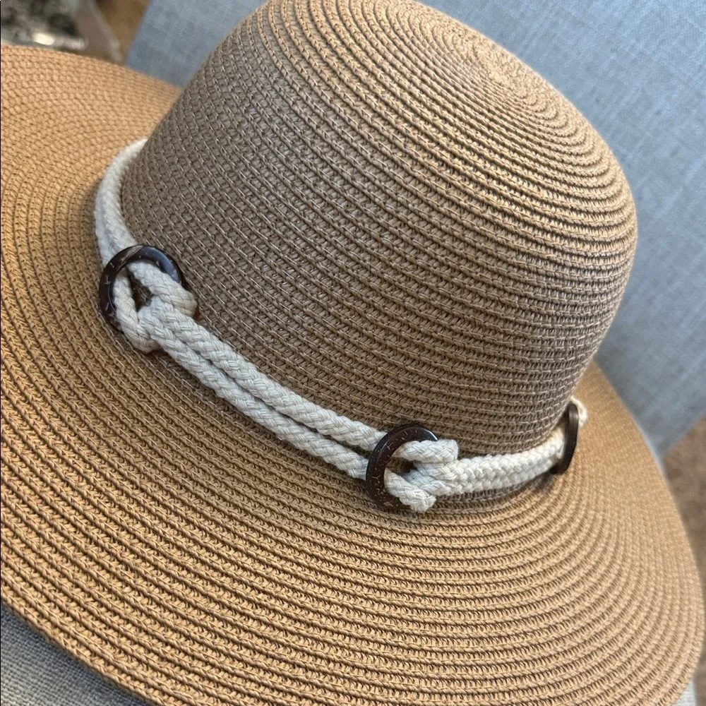 Cupshe Tropical Sail Straw Hat with a white rope band and round details - Picture 5 of 7